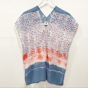 Cabi Fireworks Yatch Semi-Sheer Boxy Oversized Top Swim Cover Vacation #5118 S